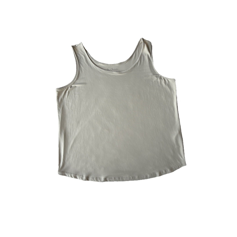 Chicos Gorgeous Tank Top Sz‎ 3 Sleeveless Tank Top Round Neck Beige